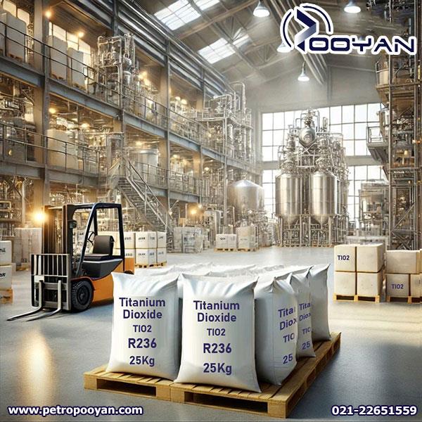 قابل توجه تولید کنندگان رنگ و رزین سازان محترم<br/>شرکت پتروپویان باربد اقدام به تامین تیتان ۲۳۶ پالتی ـ Titanium Dioxid R 236با برند چینی شاندانگ نموده ا industry chemical chemical