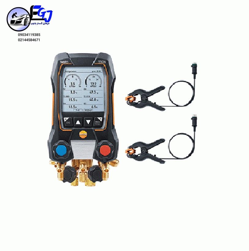 گیج منیفولد برندtestoمدل 550s Smart<br/><br/>گیج دیجیتال هوشمند Testo 550s Smart از محصولات حرفه‌ای برند معتبر Testo آلمان است که برای سرویس، شارژ و نگهداری س industry tools-hardware tools-hardware